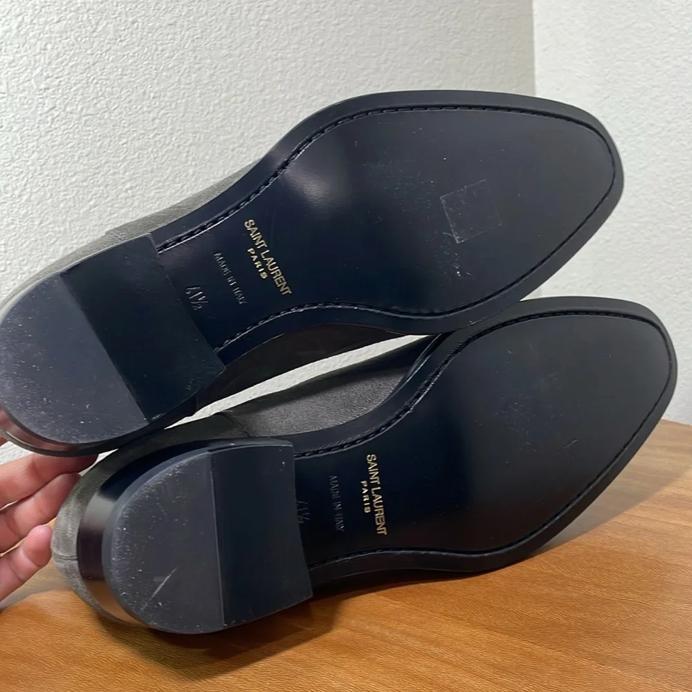 Saint Laurent Paris Wyatt Suede Chelsea Boot Gray/Black Size 41.5/8.5 - Picture 10 of 16